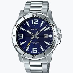 Casio Analog Watch,Stainless Steel Case & Band, W/Blue Dial, MTPVD01D-2BV, NEW!!